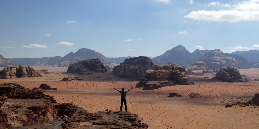 Première journée de marche dans le désert de Wadi Rum (jour 6)